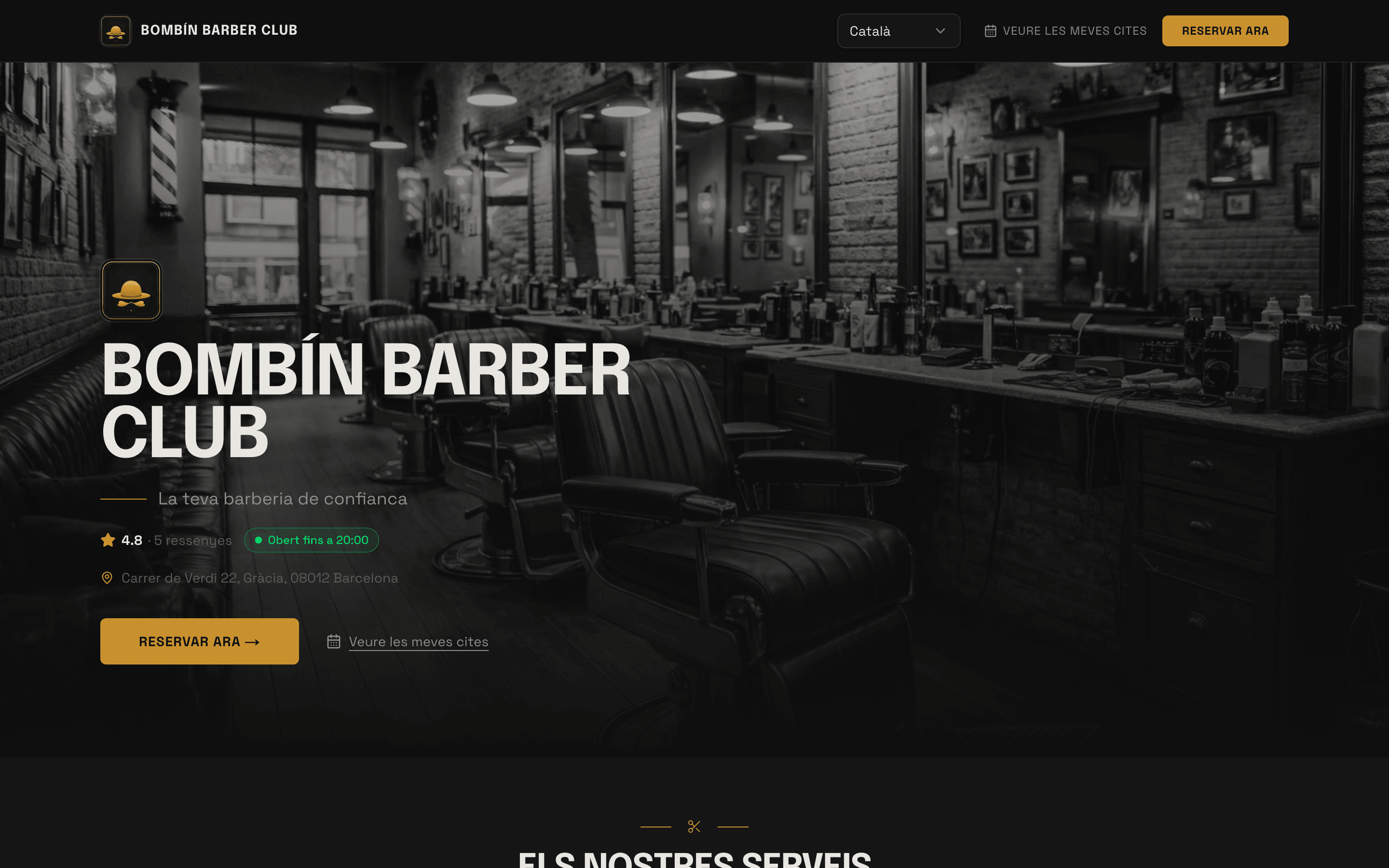 Web de reserves d'una barberia d'exemple a trimly